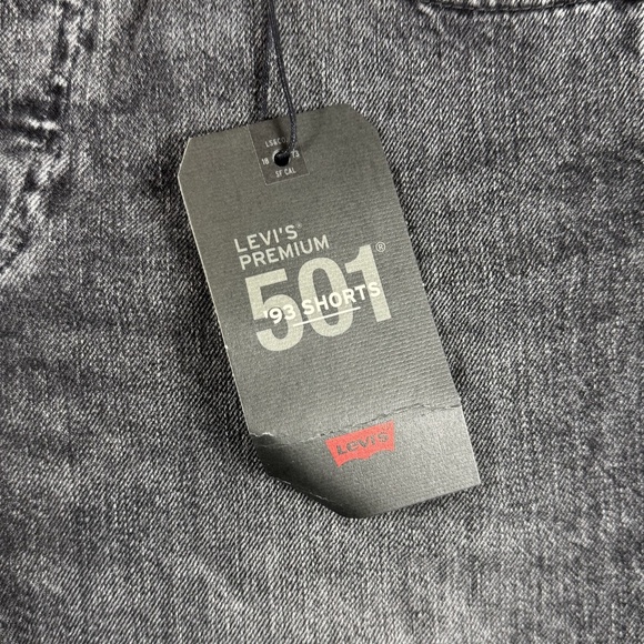 Levis 501 ’93 Shorts Mens 30 Black Denim Button Fly Premium Distressed Frayed - Picture 2 of 15